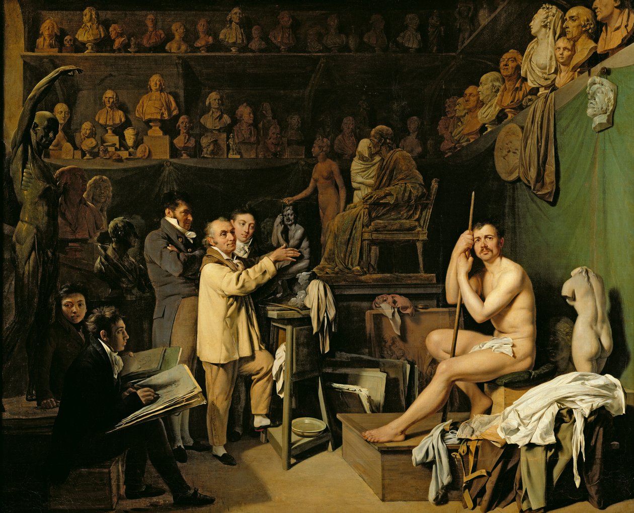 Studio Jean Antoine Houdon (1741-1828) od Louis Leopold Boilly