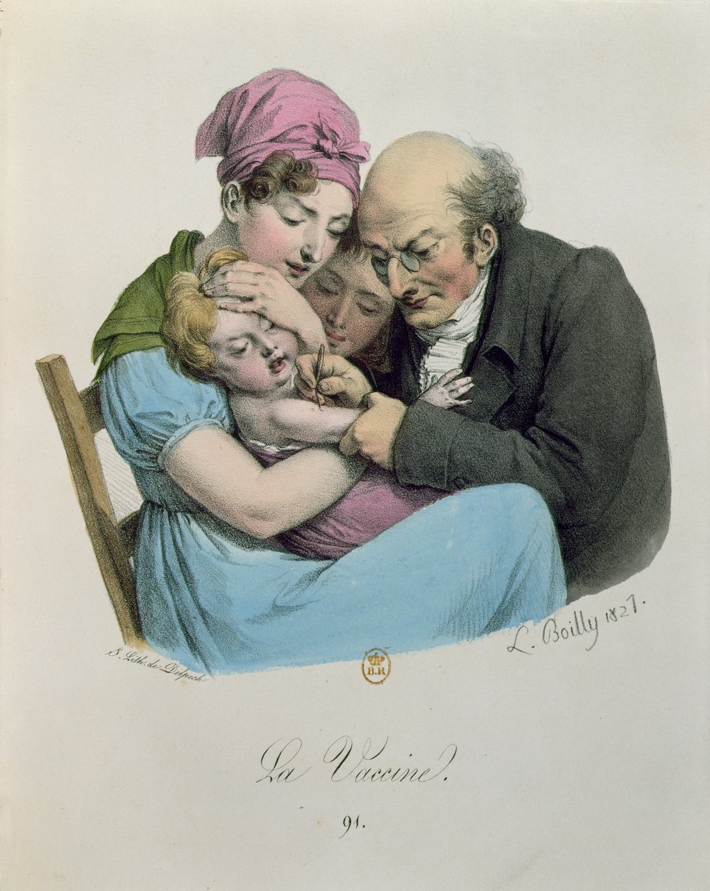 Vakcína, vyryla Francois Seraphin Delpech (1778-1825) 1827 od Louis Leopold Boilly