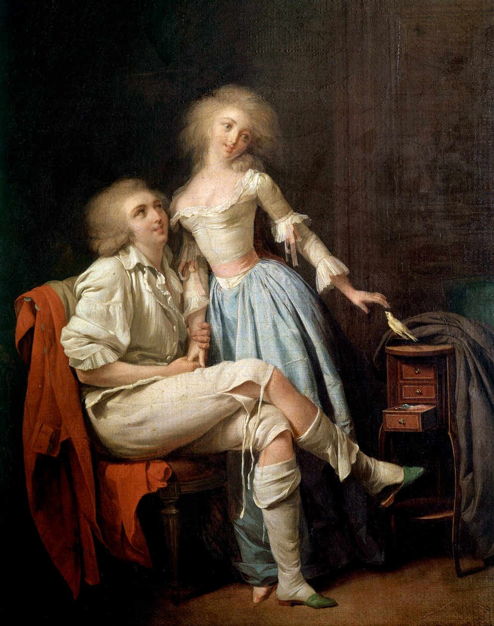 Soukromý pták také říká, že pár a pták letí Obraz Louise leopolda Boillyho (1761-1845) Slunce 19. století. 0,4x0,32 m od Louis Leopold Boilly