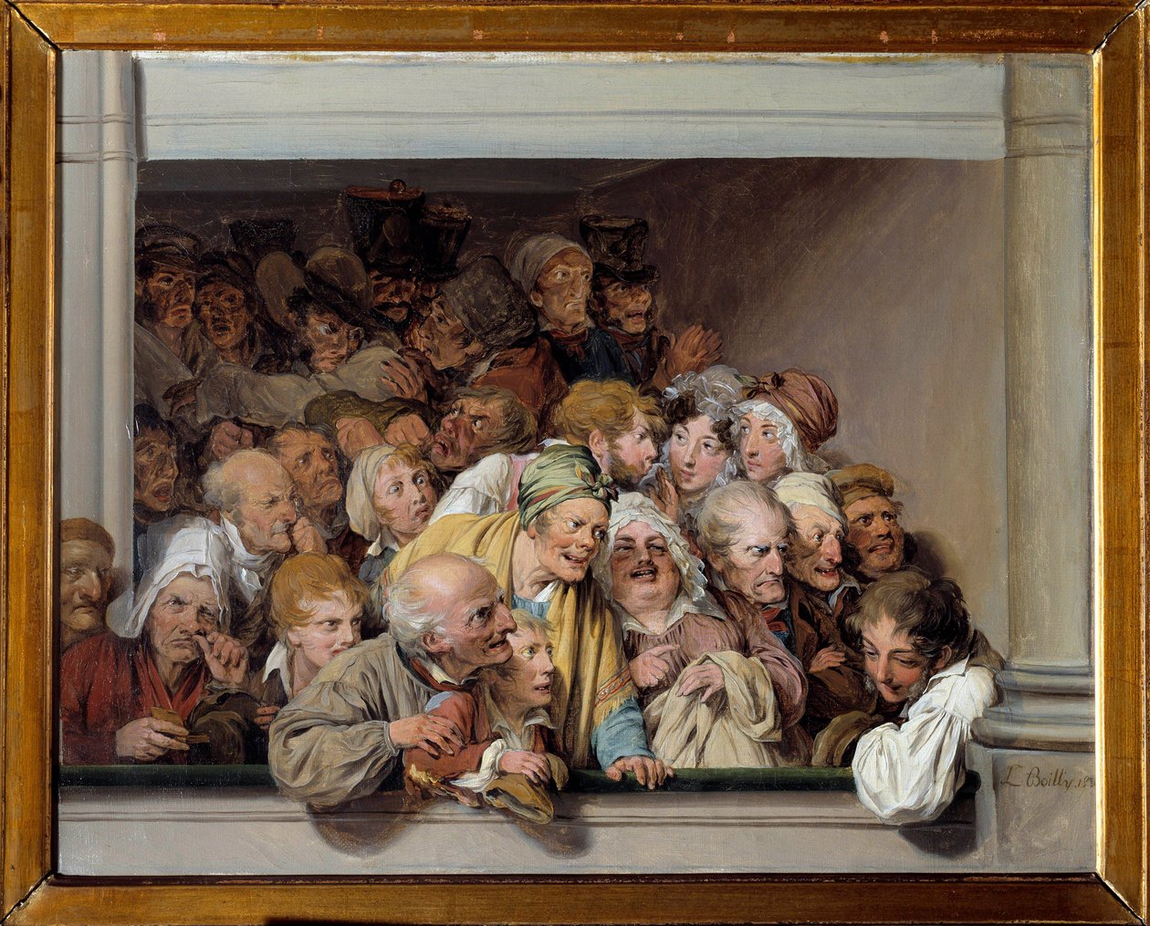 Une loge, le jour du spectacle gratuit Peinture de Louis Leopold Boilly (1761-1845) 1830 ne. 0,33x0,41 m Versailles, musee Lambinet - Divadelní lóže, den volného představení. Obraz Louis Leopold Boilly (1761-1845) od Louis Leopold Boilly