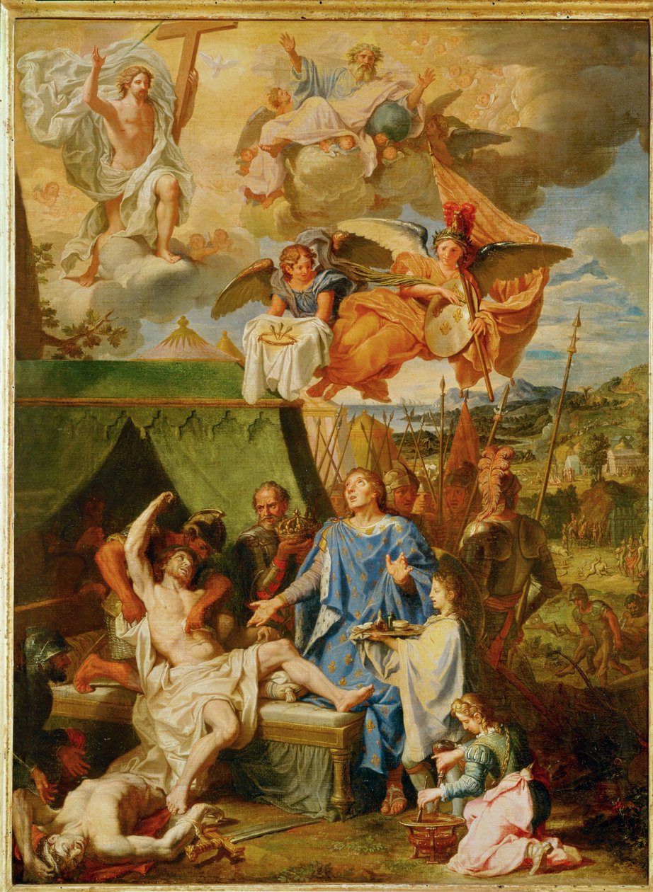 Svatý Ludvík léčí skrofulu (malba na plátně) od Louis Licherie de Beurie