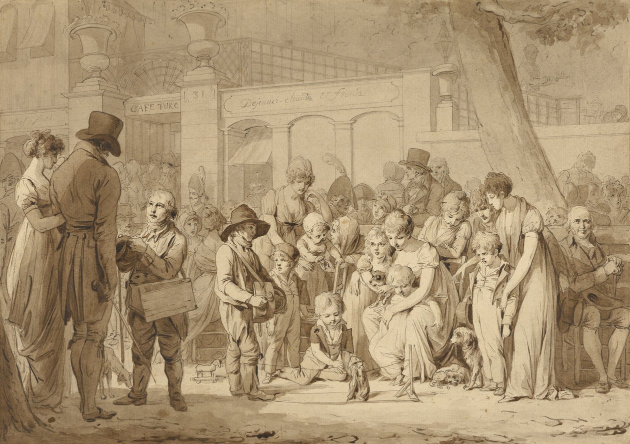 Kompoziční kresba pro „Vstup do zahrady Jardin Turc“ od Louis Leopold Boilly
