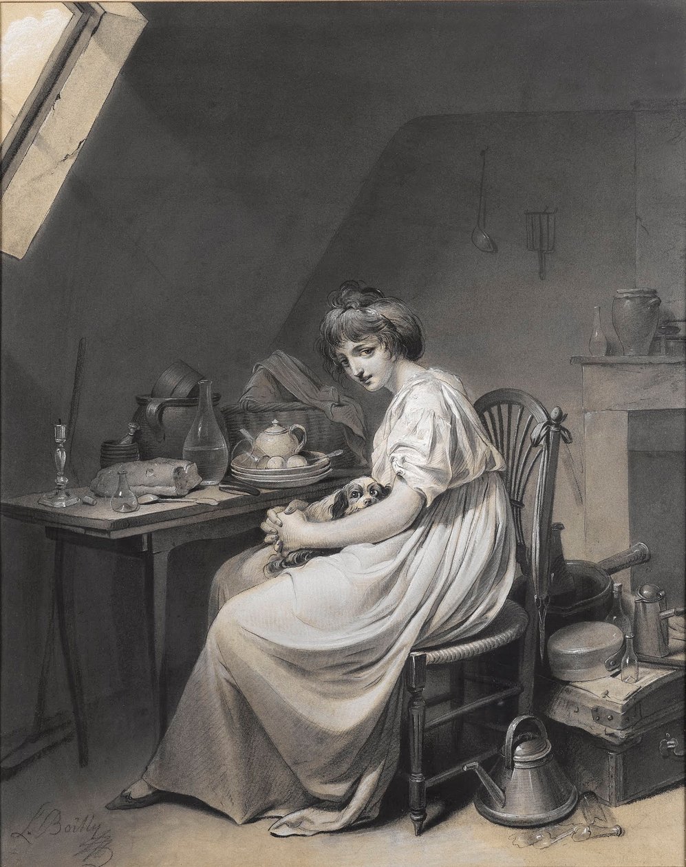 Louis-Léopold Boilly - Mladá dívka se psem od Louis Leopold Boilly
