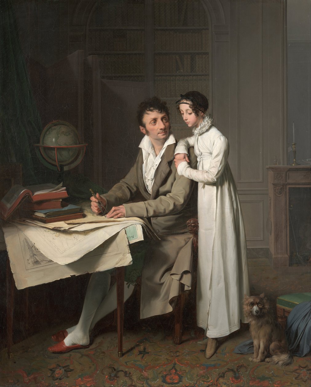 Lekce zeměpisu (Portrét pana Gaudryho a jeho dcery) od Louis Leopold Boilly