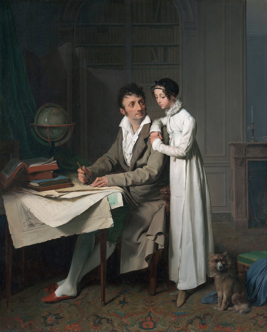 Lekce zeměpisu (Portrét pana Gaudryho a jeho dcery) od Louis Leopold Boilly