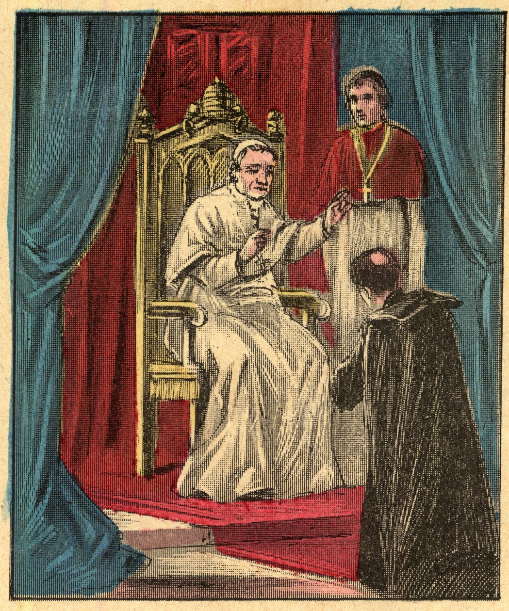 Louis-Gaston de Segur (Louis Gaston de Segur) (1844-1879) Francouzský biskup ve Vatikánu před papežem Piem IX. (Pius IX) - - Rytina z „“ Náboženské učení očima. Báječné album“ Louis Maitrejean a Georget Ramond - Francie 1910 od Louis Maitrejean