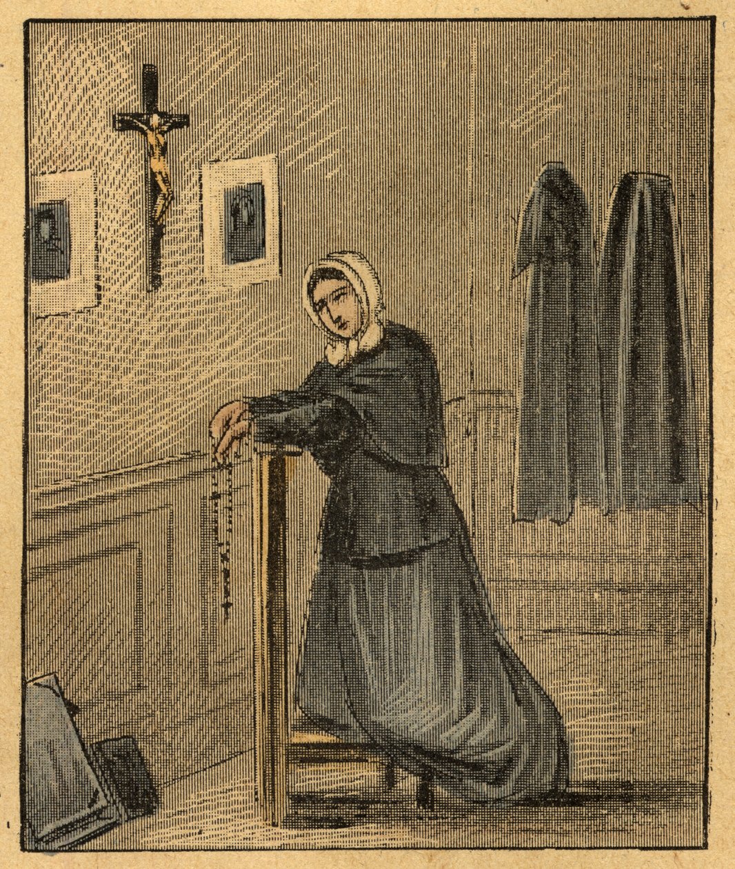 Portrét Pauline-Marie Jaricot (Pauline Marie Jaricot) (1799-1862), zakladatelka Společnosti pro šíření víry a sdružení Živý růženec - (Propagace víry) - Rytina z „“ Náboženské učení očima. Báječné od Louis Maitrejean
