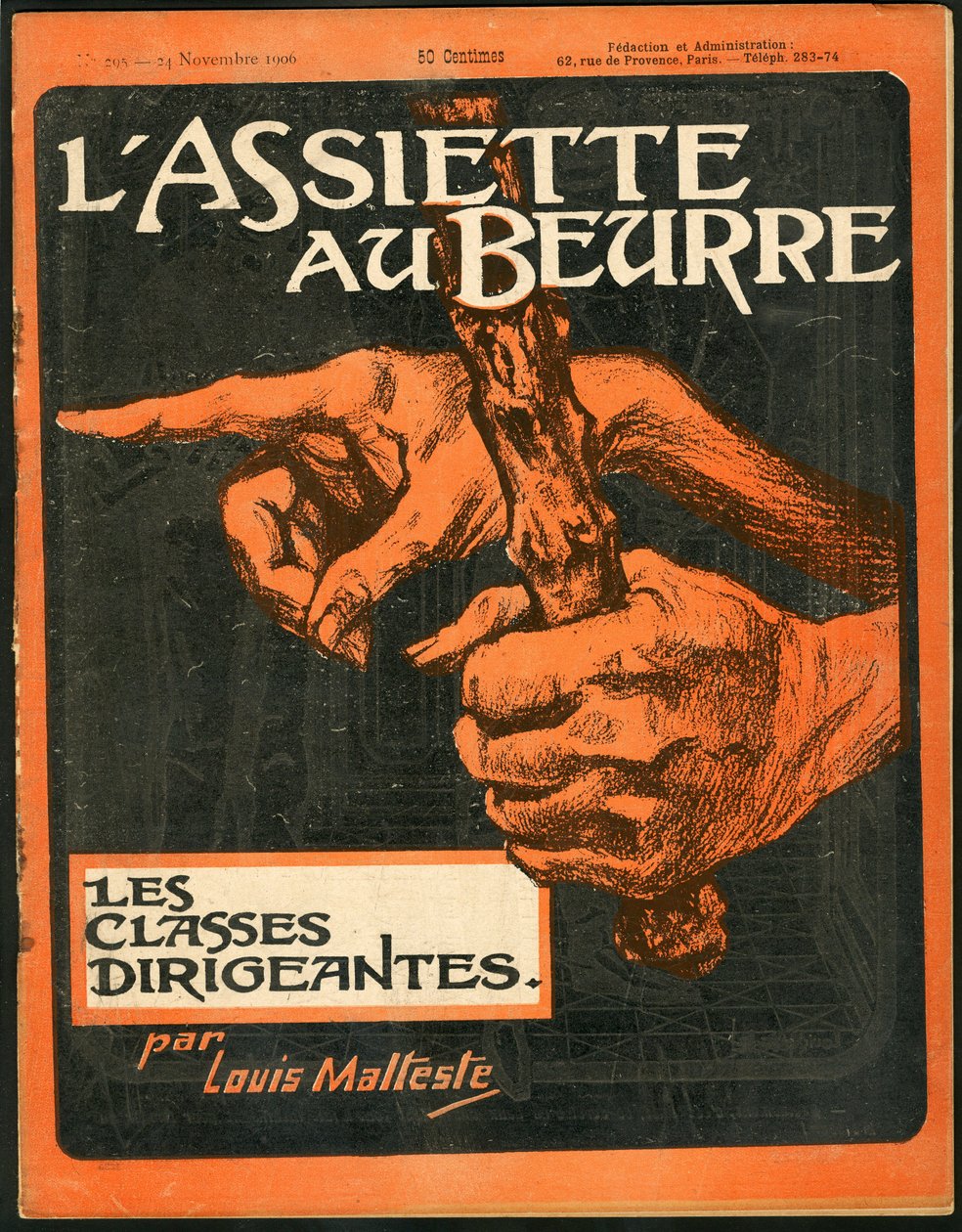 Obálka "" L’Plate au beurre"", číslo 295, satirické barvy od Louis Malteste