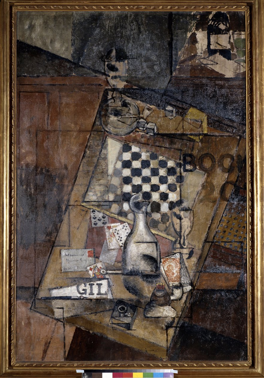Zátiší s šachy. Obraz Louise Markuse známý jako Louis Marcoussis (1878-1941) od Louis Marcoussis