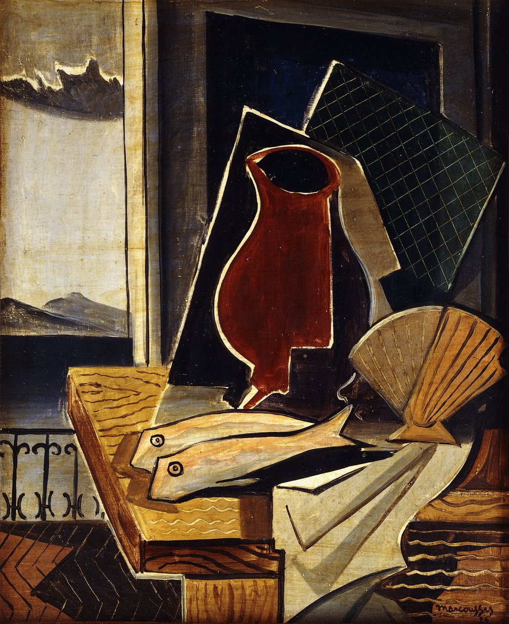 Stůl před balkonem; Table devant le Balcon, 1926 od Louis Marcoussis