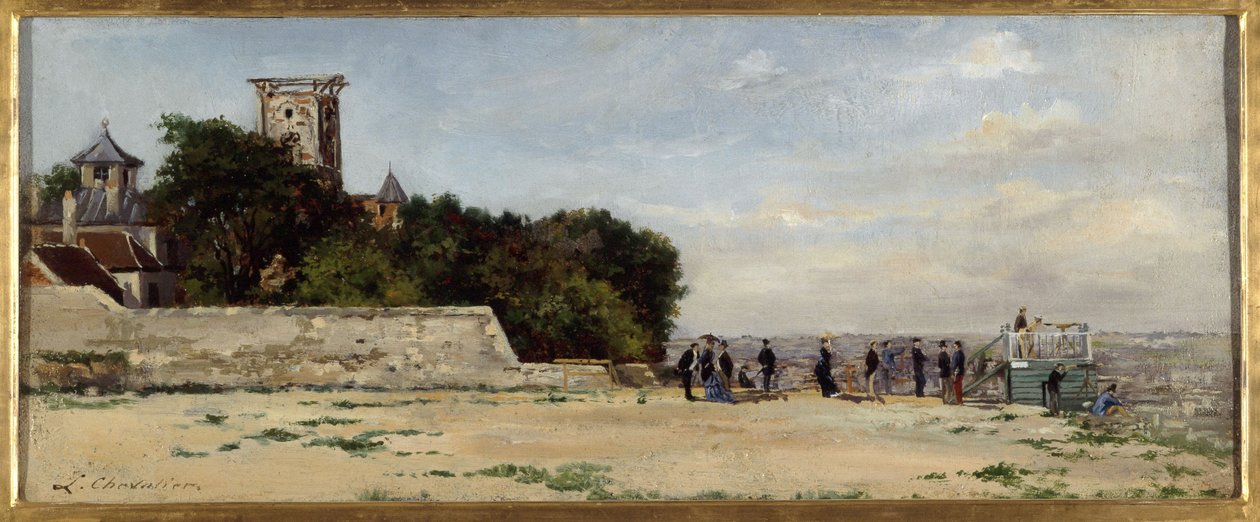 Le sommet de la butte Montmartre, avec la tour Solférino, asi 1870, asi 1870 (olej na plátně) od Louis Marie Chevalier