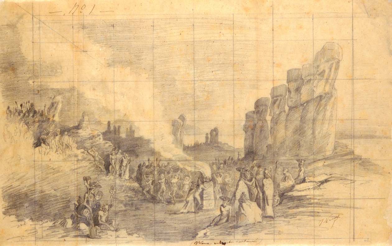 „Velikonoční ostrov, náboženský festival“, 1872 od Louis Marie Julien Viaud