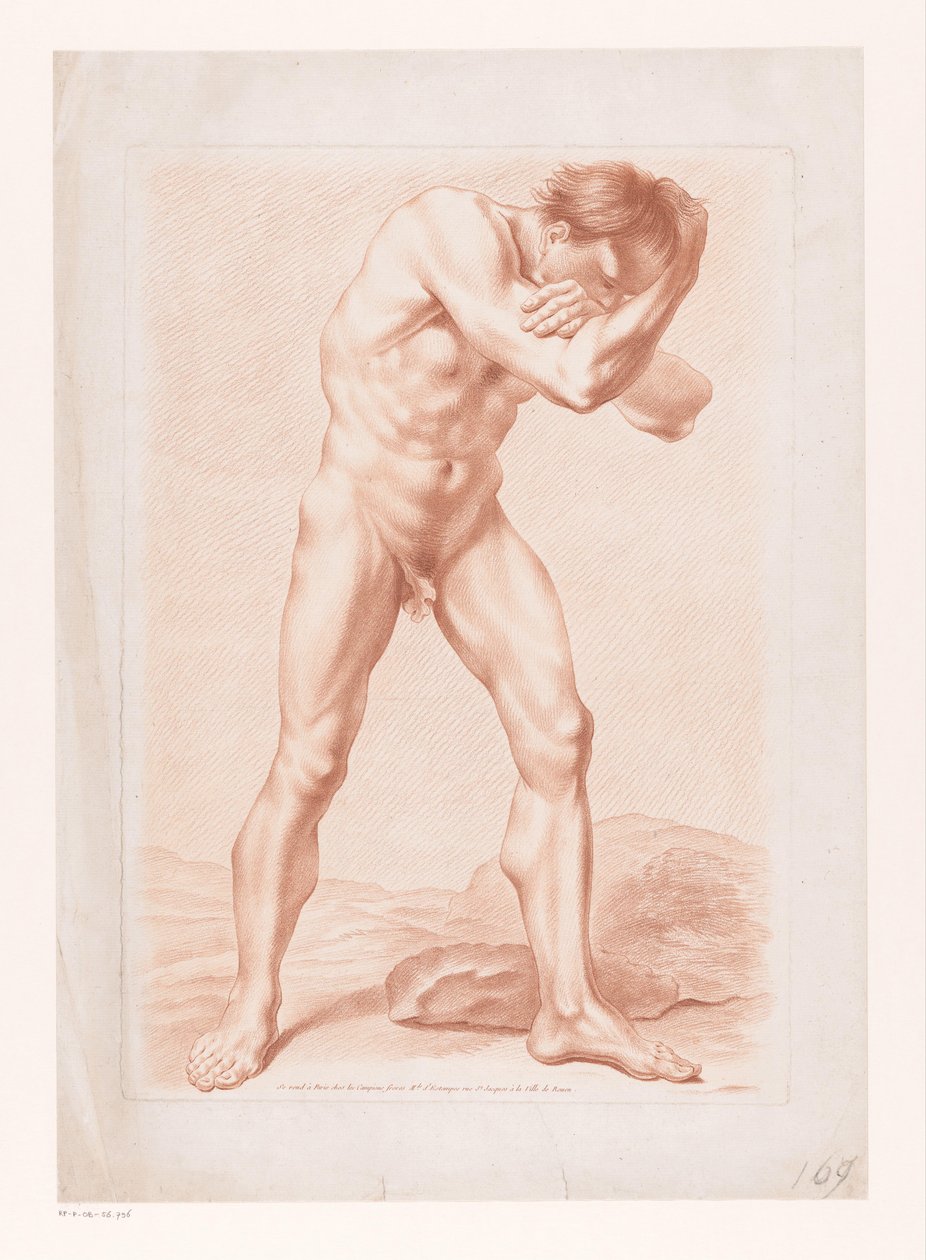 Stojící nahý muž s rukama založenýma kolem hlavy od Louis Marin Bonnet (attributed to)