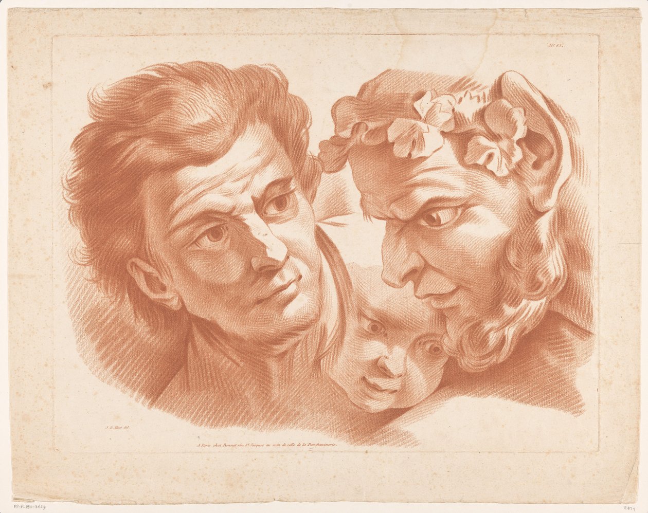 Tři hlavy od Louis Marin Bonnet (possibly)