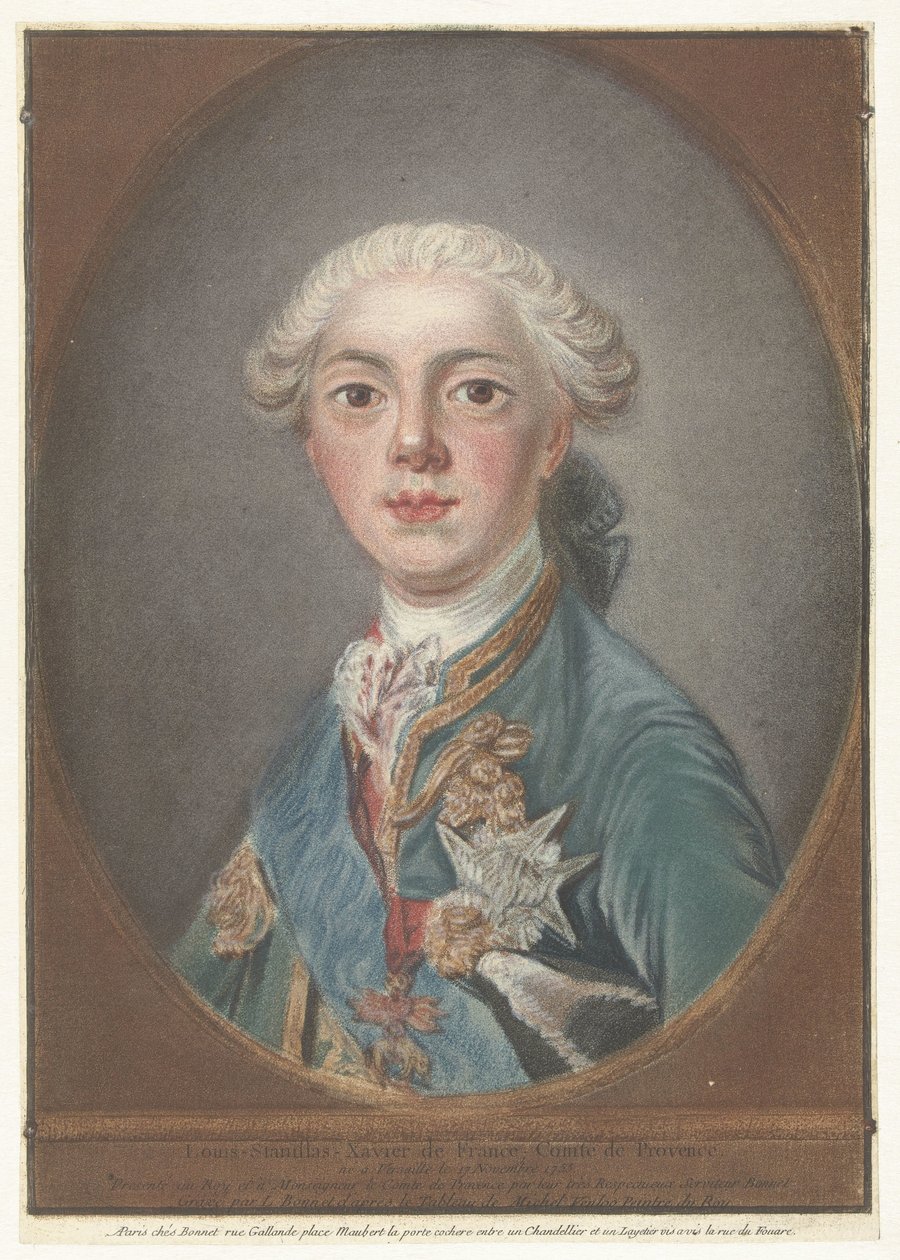 Portrét Louise Stanislase Xaviera z Francie Louis-Stanislas-Xavier z Francie, hrabě z Provence (titul na předmětu) od Louis Marin Bonnet