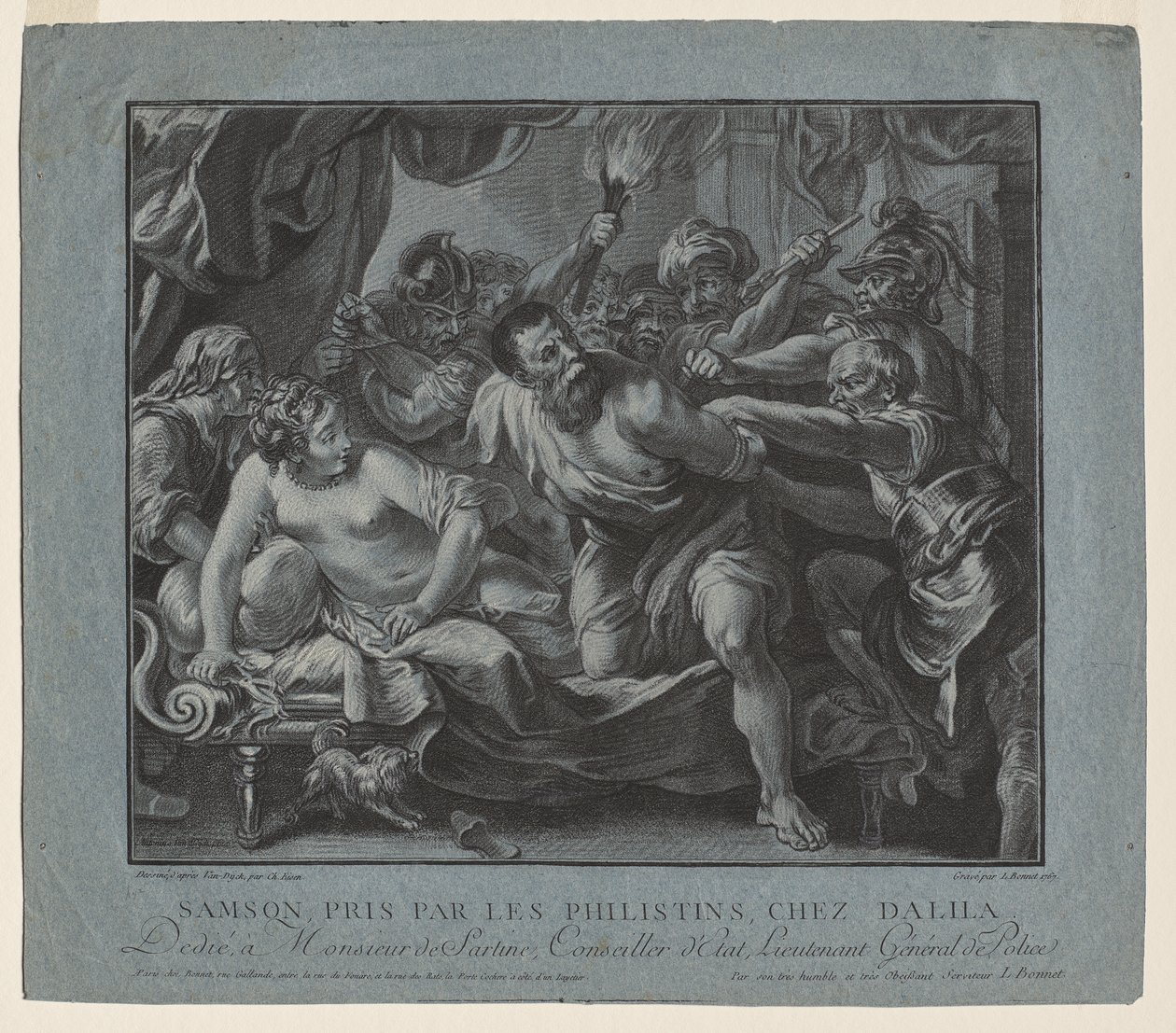 Samson zajat Filištíny v domě Dalily od Louis Marin Bonnet