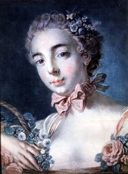 Tete de Flore, portrét paní Baudionové, dcery Bouchera, podle Boucherovy kresby od Louis Marin Bonnet