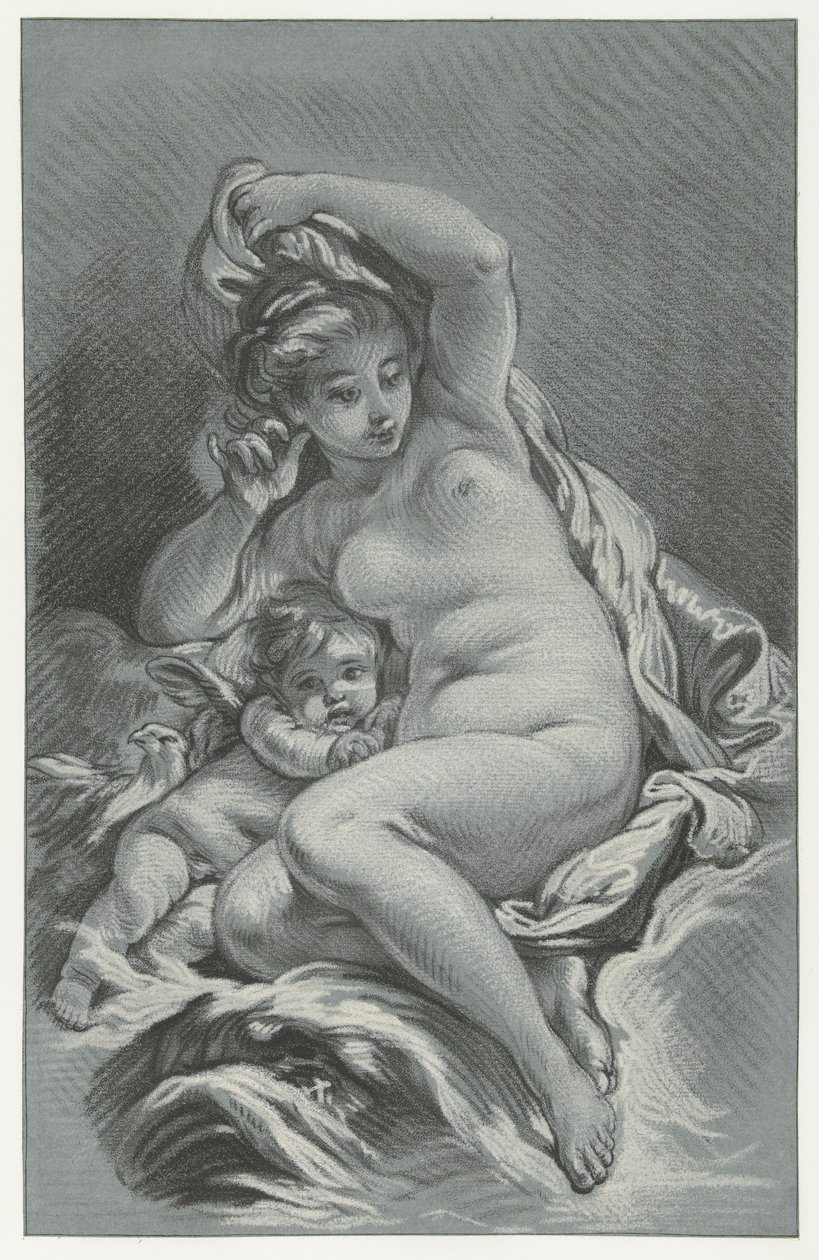Venuše v Cupido Venuše a Amor na delfínovi od Louis Marin Bonnet