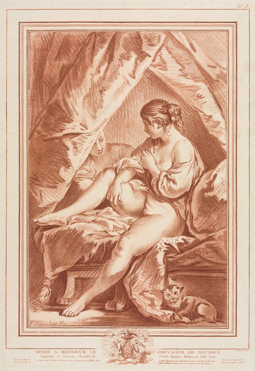 Mladá žena sedí na posteli od Louis Marin Bonnet