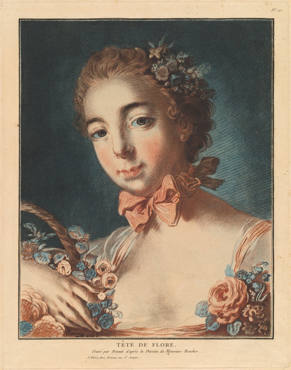hlava flóry od Louis Marin Bonnet after François Boucher