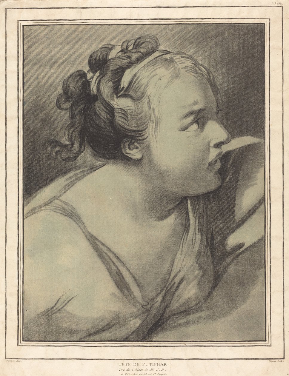 Hlava Potifara (Potifarova manželka) od Louis Marin Bonnet, after Jean Baptiste Deshays