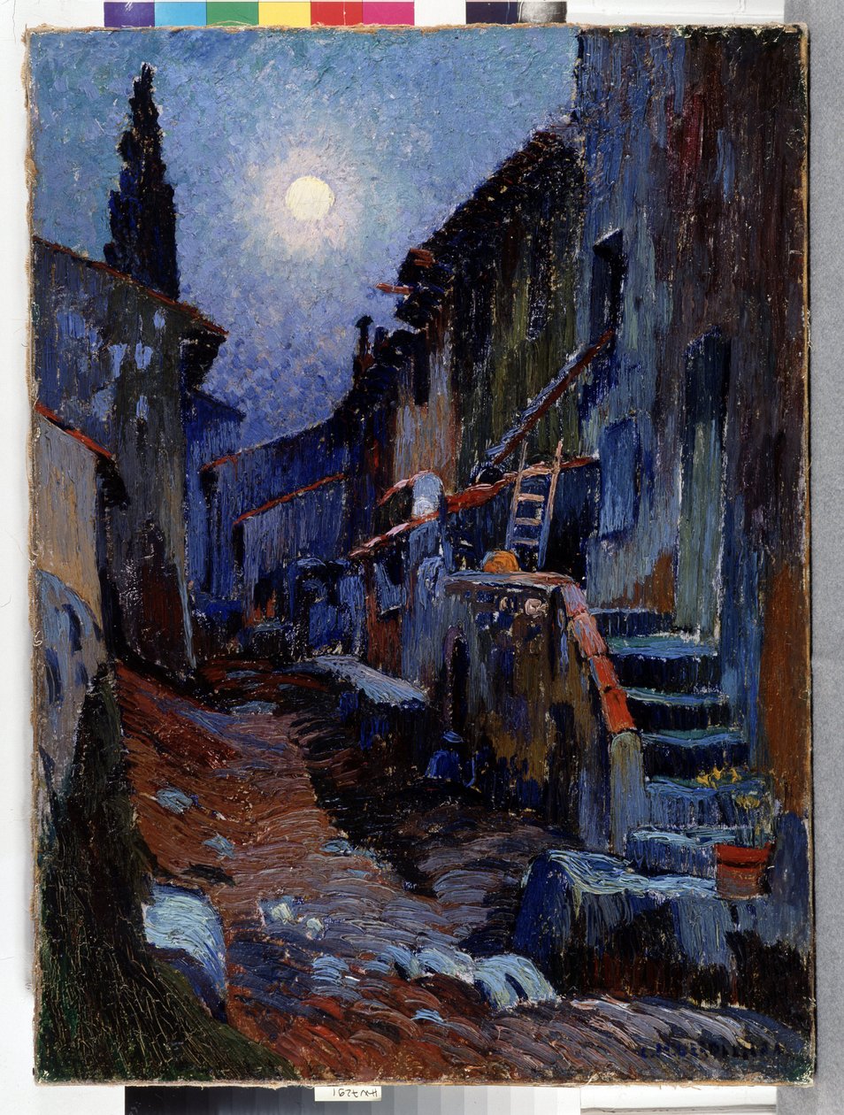 Auriol, alej s měsíčním světlem Obraz Louis Mathieu Verdilhan (1875-1928) Rozm. 81x59 cm Povinná zmínka: Založení sbírky pozdravů z Provence, Marseille od Louis Mathieu Verdilhan