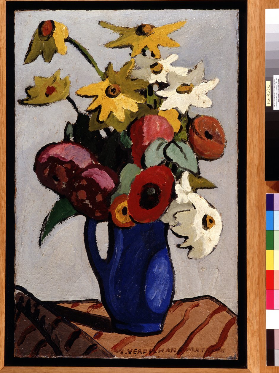 Kytice v modré váze Obraz Louis Mathieu Verdilhan (1875-1928) Rozm. 71,5x45,5 cm Povinná zmínka: Sbírka fondu pro de Provence, Marseille od Louis Mathieu Verdilhan