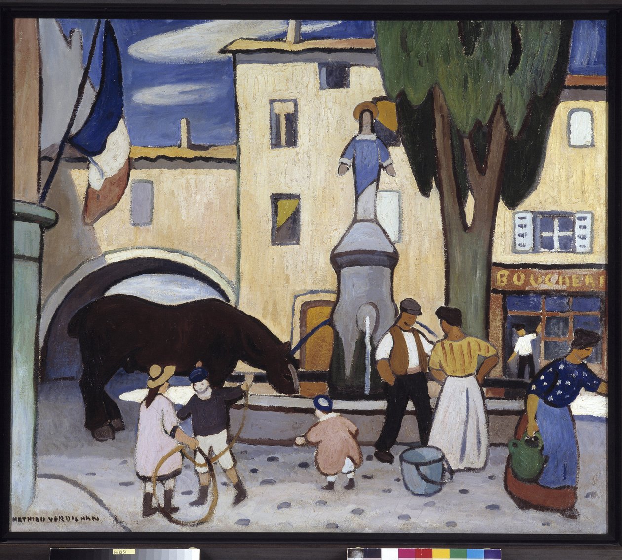 Fontána Trets s černým koněm Malba Louis-Mathieu Verdilhana (1875-1928) 20. století Povinná zmínka: Založení sbírky, Provence, Marseille od Louis Mathieu Verdilhan