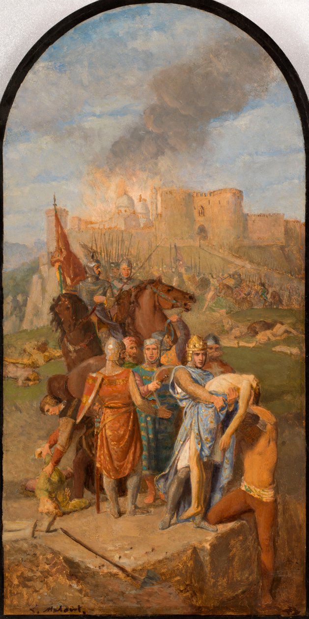Náčrt pro kostel Saint-Sulpice: Saint Louis pohřbívá mor..., mezi 1864 a 1870. od Louis Matout
