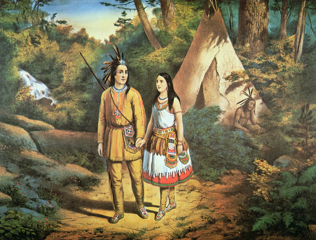Hiawathova svatba (barevné lito) od Louis Maurer
