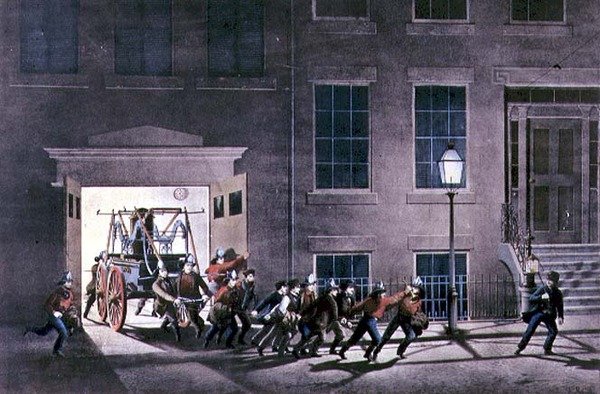 Noční poplach, hospoda. od Currier a Ives, New York od Louis Maurer