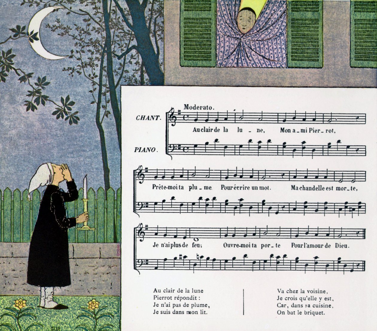 Partitura a ilustrace dětské písně 