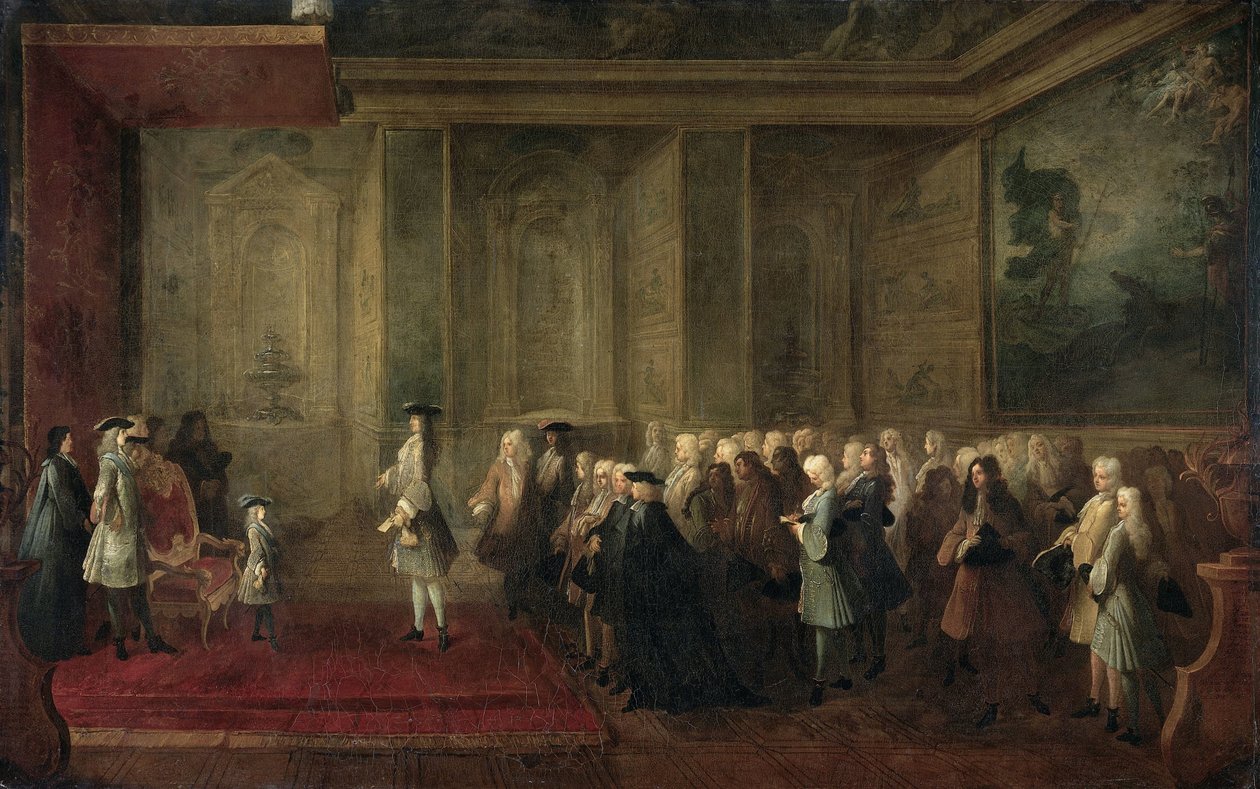 Přijetí Cornelis Hop (1685-1762) jako legát generálních států u soudu Ludvíka XV, 24. července 1719 od Louis Michel Dumesnil