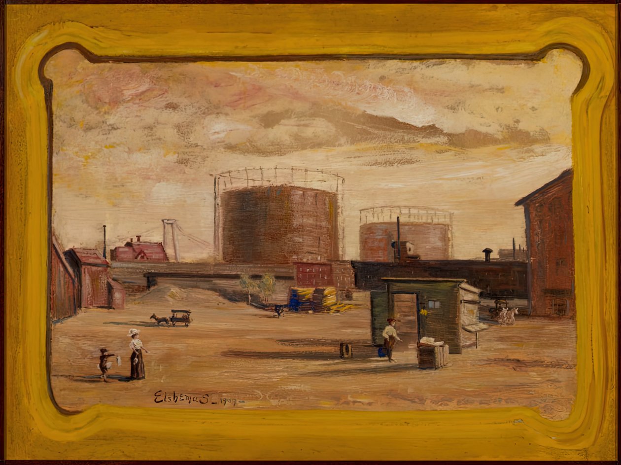 Plynové nádrže na konci 23. ulice, New York, 1909. od Louis Michel Eilshemius
