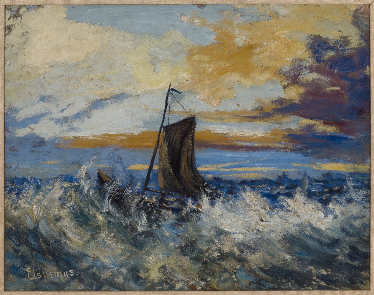 Plachetnice, rozbouřené moře, asi 1907 (olej na kartonu) od Louis Michel Eilshemius