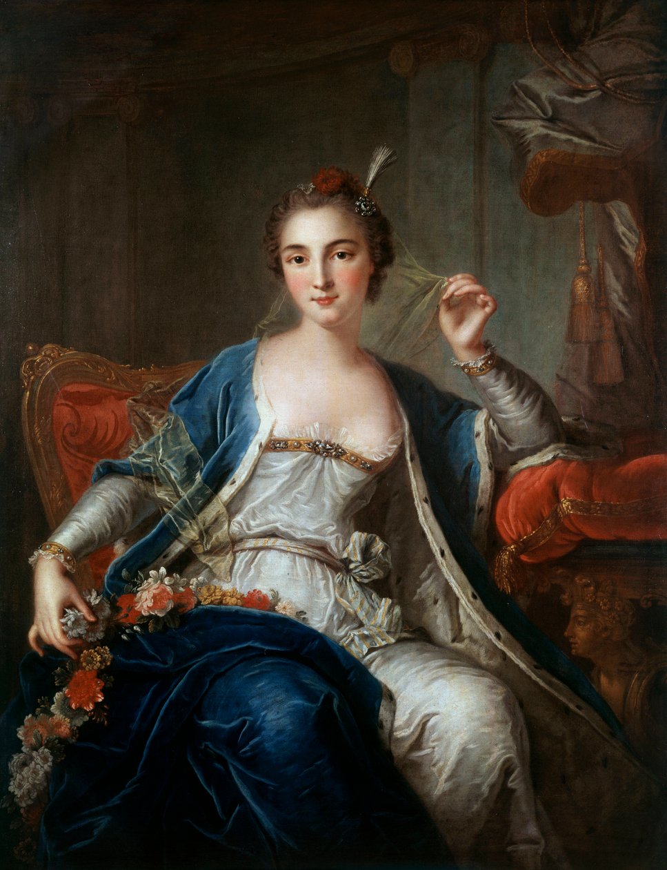 Portrét mademoiselle Salle v roce 1737. Obraz Louis Michel Van Loo (1707 - 1771) od Louis Michel van Loo