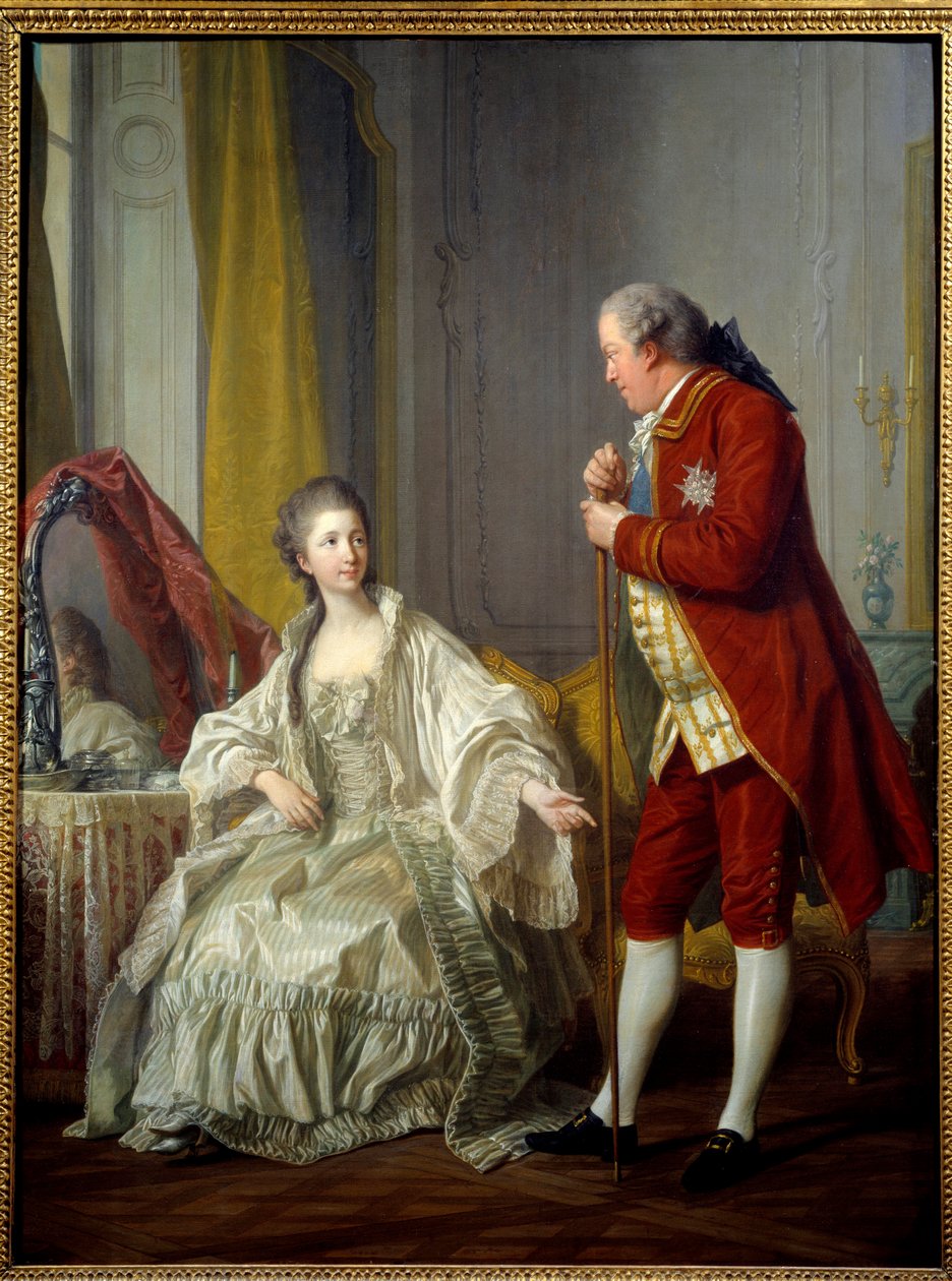 Portrét markýze a markýze z Marigny. Abel-Francois Poisson de Vandieres, markýz de Marigny, ředitel královských budov (1727-1781) a jeho manželka Julie Filleul (1751-1822), dcera Ludvíka XV. Obraz Louis Michel Van Loo (1707-1771) od Louis Michel van Loo