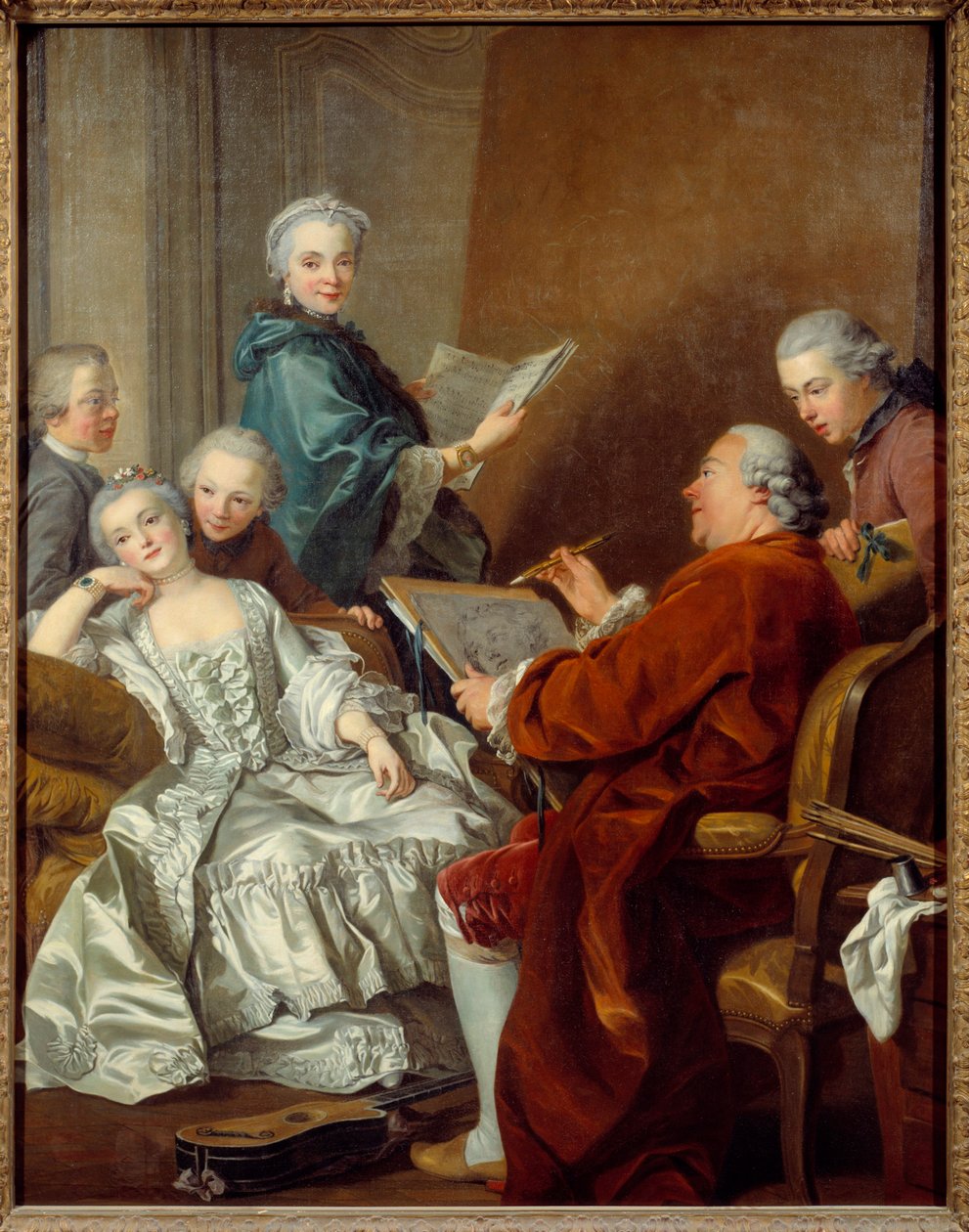 Malíř Carle van Loo a jeho rodina Obraz Louis Michel van Loo (1707-1771) 18. století Sun. 2x1,56 m Versailles, musee du chateau od Louis Michel van Loo