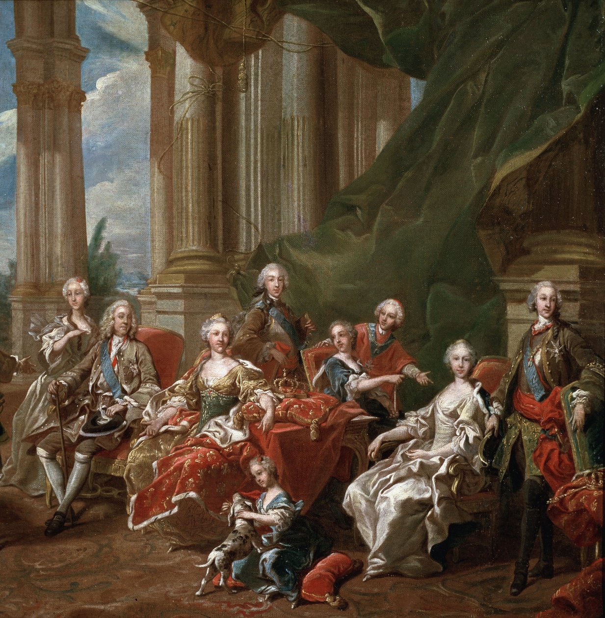 Portrét Filipa V., španělského krále, obklopuje jeho rodina, detail (olej na plátně od Louis Michel van Loo