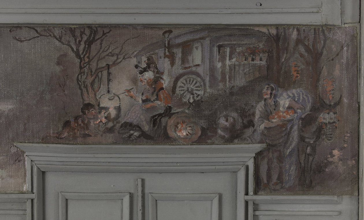Le repas des comédiens - Model jídelny Jeana Coquelina, Villa Longchamp, Neuilly, kolem roku 1900 (olej) od Louis Morin