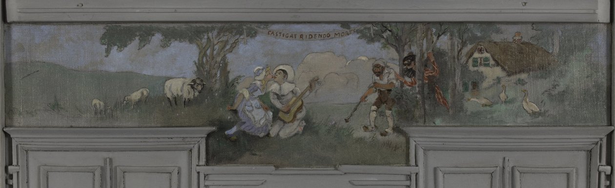 Pierrot et Colombine - Model jídelny Jeana Coquelina, Villa Longchamp, Neuilly, kolem roku 1900 (olej) od Louis Morin