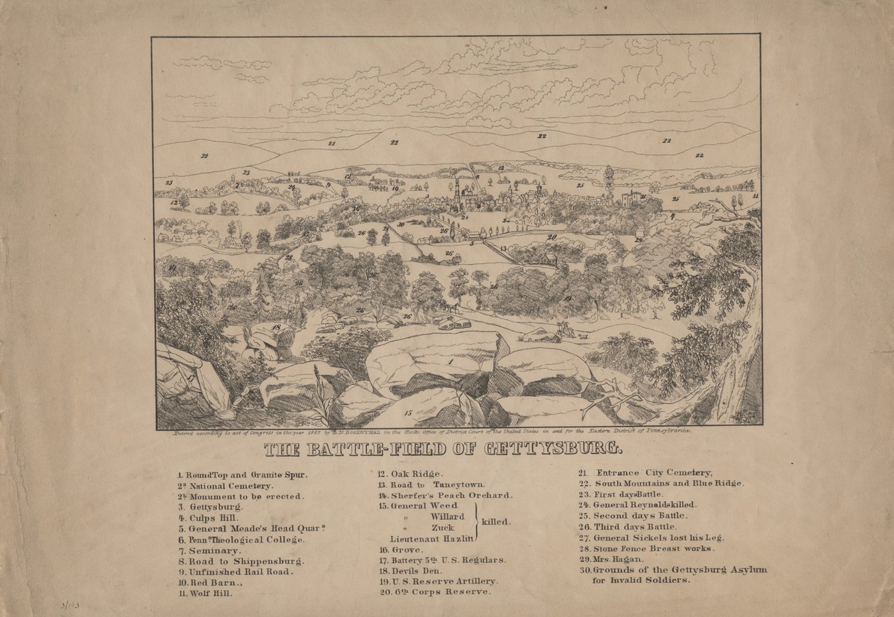 Bitevní pole u Gettysburgu, kolem roku 1867 od Louis N. Rosenthal