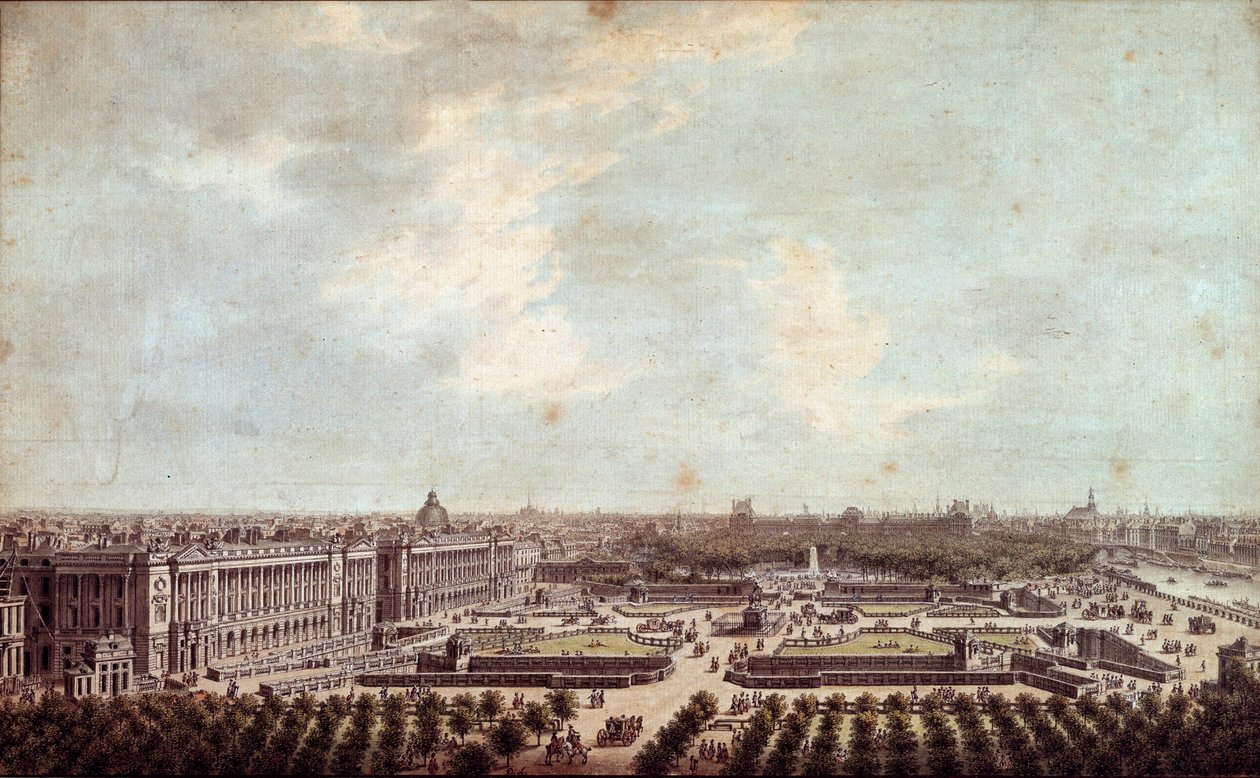 Pohled na Place Louis XV (současné Place de la Concorde v Paříži Akvarel od Louise Nicolase de Lespinasse (1734-1808) 1778 Paříž, Musee Carnavalet od Louis Nicolas de Lespinasse