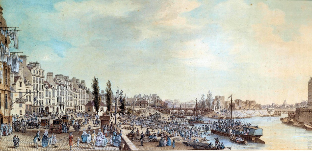 Pohled na přístav Saint Paul a kancelář vodních člunů v roce 1782 Pastelový obraz od Louise de Lespinasse (1734-1808) 1782 Paříž, Musee Carnavalet od Louis Nicolas de Lespinasse