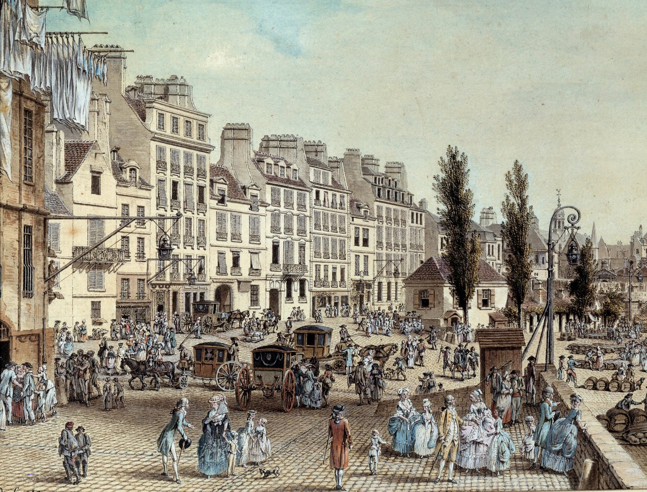 Pohled na přístav Saint Paul v Paříži v roce 1782 Promenády na břehu Seiny. Kresba Louis de Lespinasse (1734-1808) 1782 Paříž, Musee Carnavalet od Louis Nicolas de Lespinasse