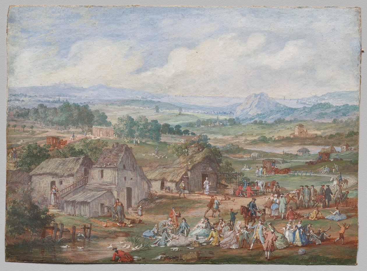 Párty piknik poblíž vesnice od Louis Nicolas van Blarenberghe