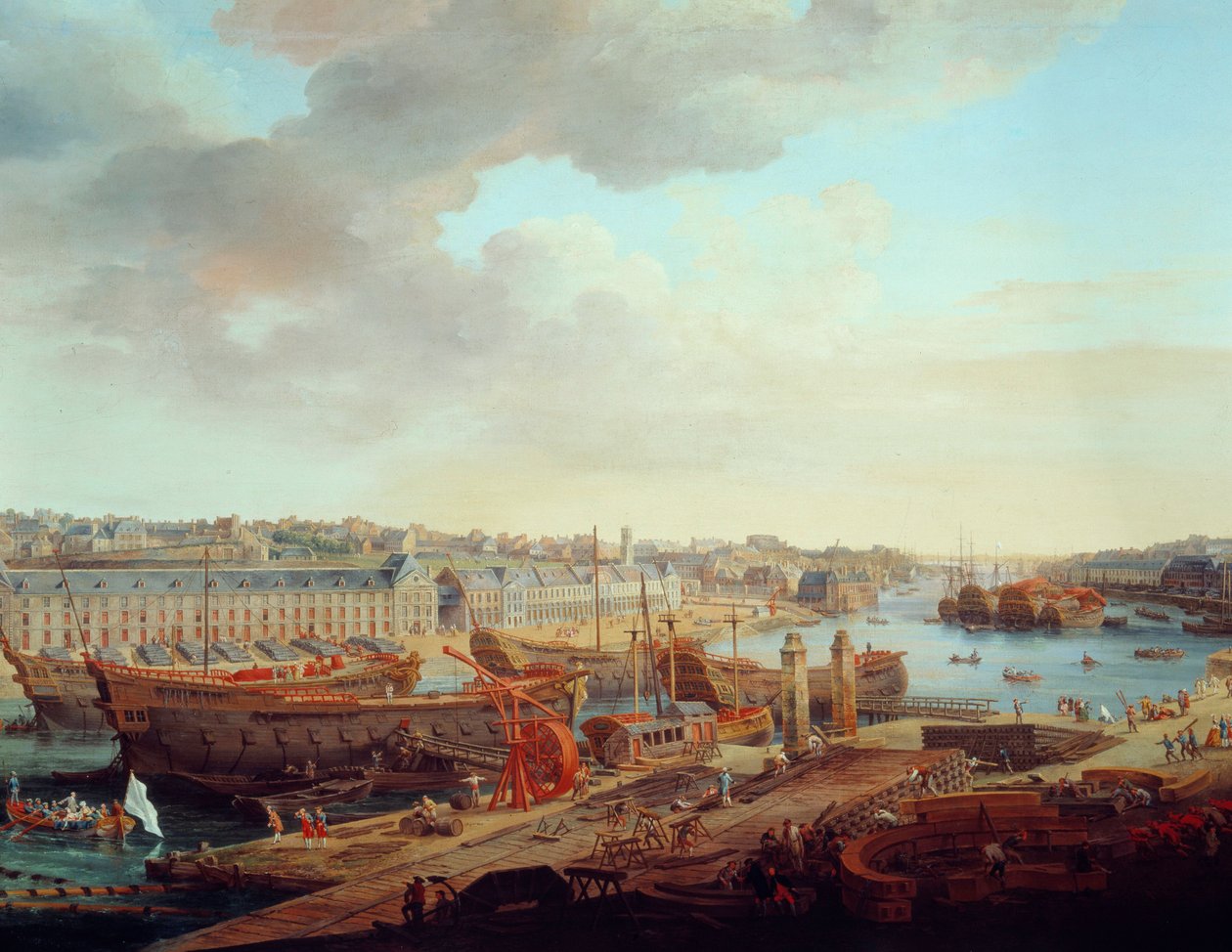 Loděnice: “” Město Brest”” Detail. Obraz Louise Nicolase van Blarenberghe (1716-1794) 1774 od Louis Nicolas van Blarenberghe