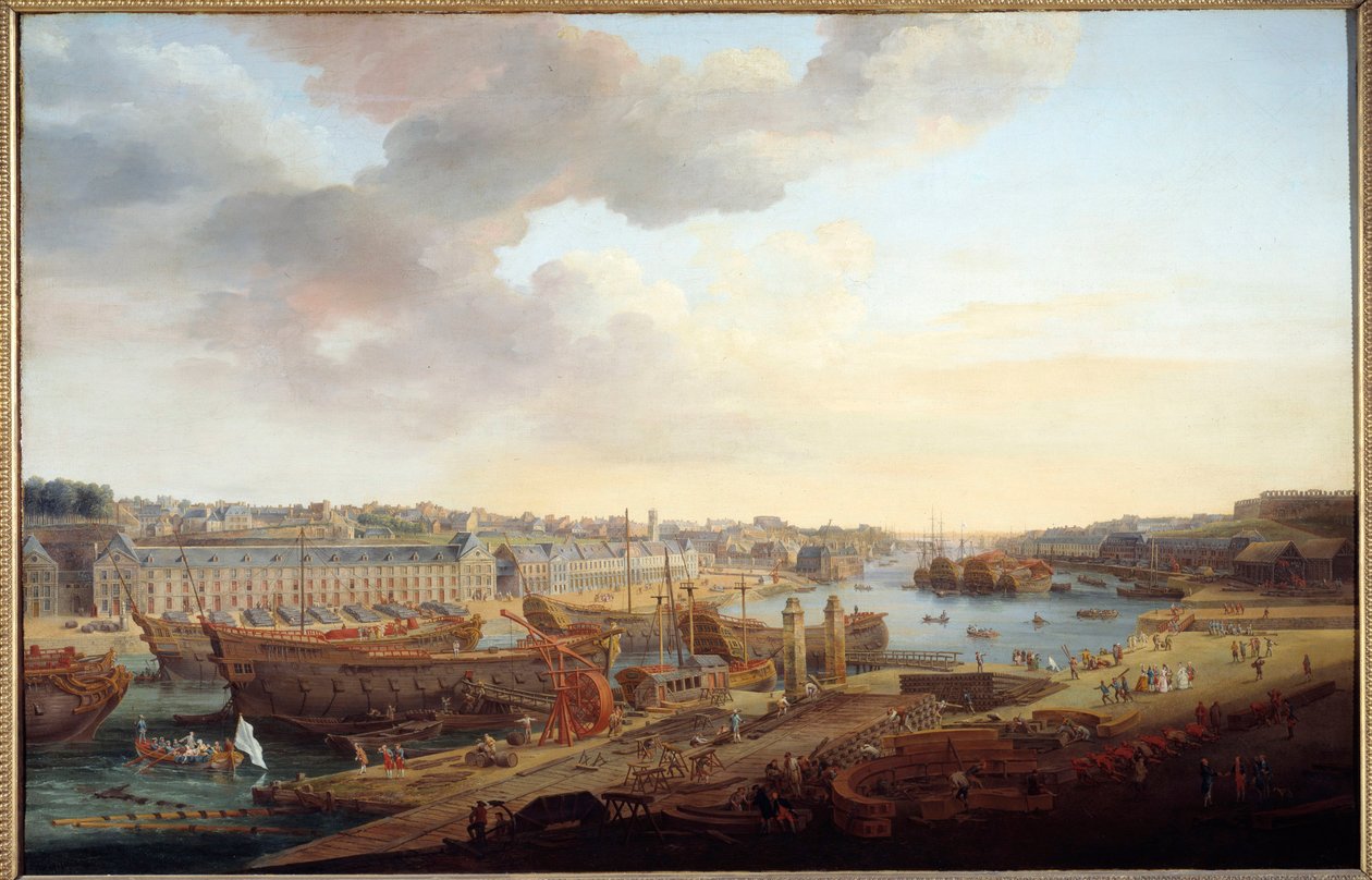 Loděnice: “” Přístav Brest”” Obraz Louise Nicolase van Blarenberghe (1716-1794) 1774 Ne. 1,25x1,93 m Brest, Musee des Beaux Arts od Louis Nicolas van Blarenberghe