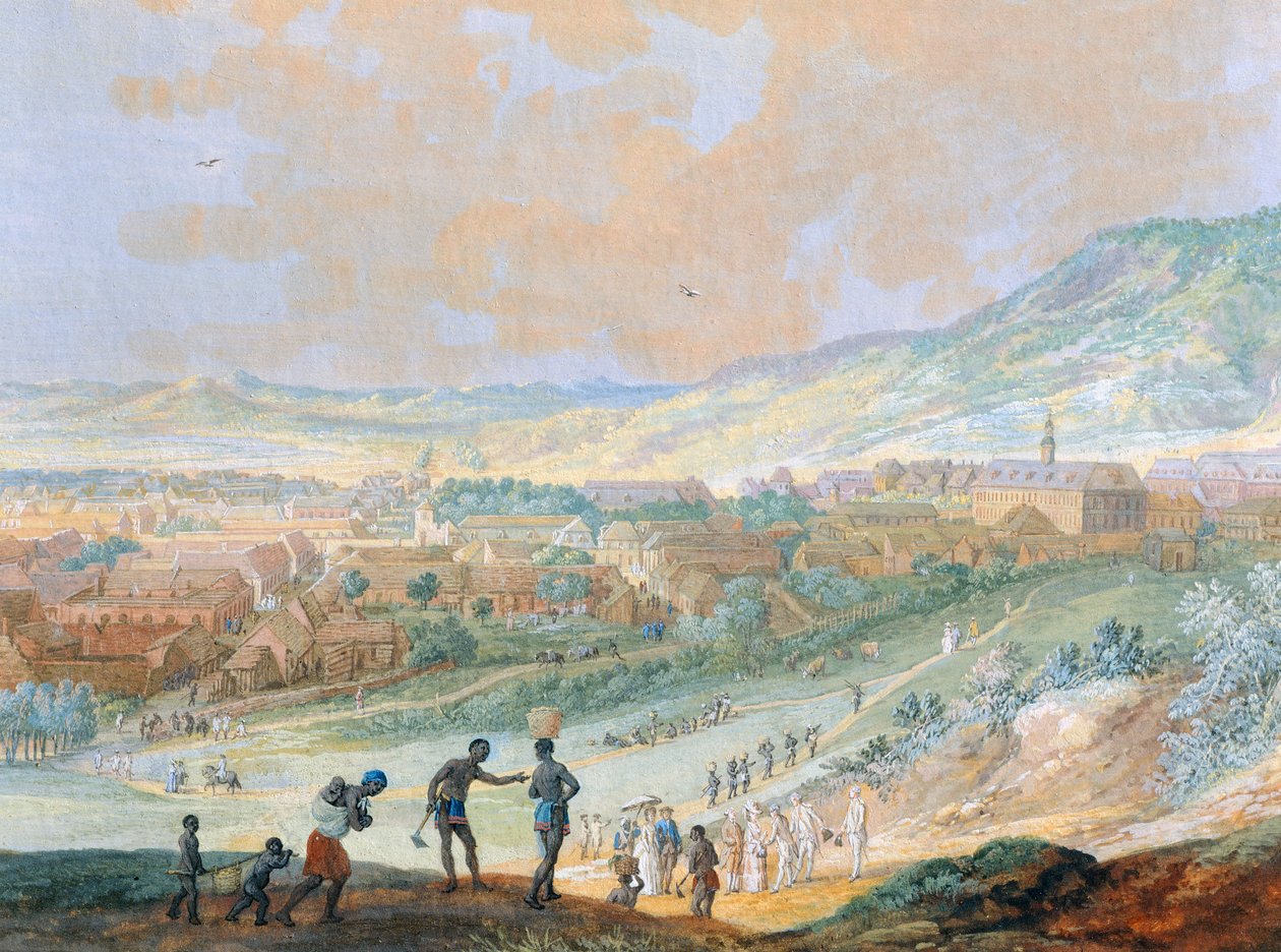 Město Cap Francais (dnešní Cap-Haitien) na Haiti od Louis Nicolas van Blarenberghe