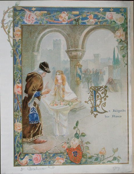 sv. Rosalina z Villeneuve (1267-1329) kolem roku 1900 (barevné lito) od Louis Ollier